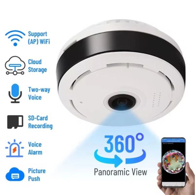 Hidden Camera Clock - V380โปร WiFi กล้องพาโนราม่า1080P กล้องวงจรปิด360องศาพาโนรามาฟิชอายกล้อง IP การมองเห็นได้ในเวลากลางคืนกล้องวงจรปิด