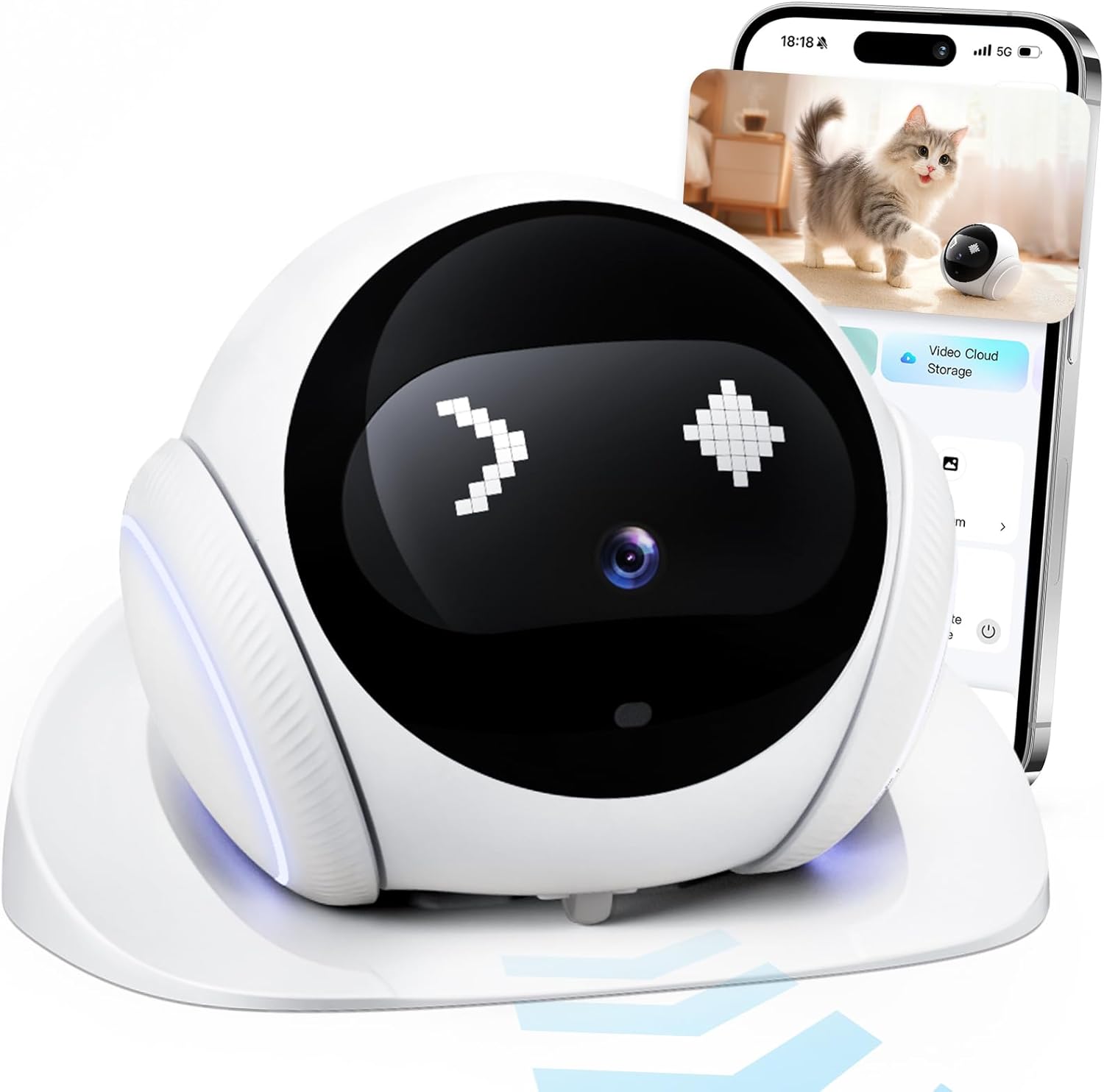 Home Security Robot Dog - กล้องสัตว์เลี้ยงแบบเคลื่อนย้ายได้ ความละเอียด 1080P HD พร้อม WiFi