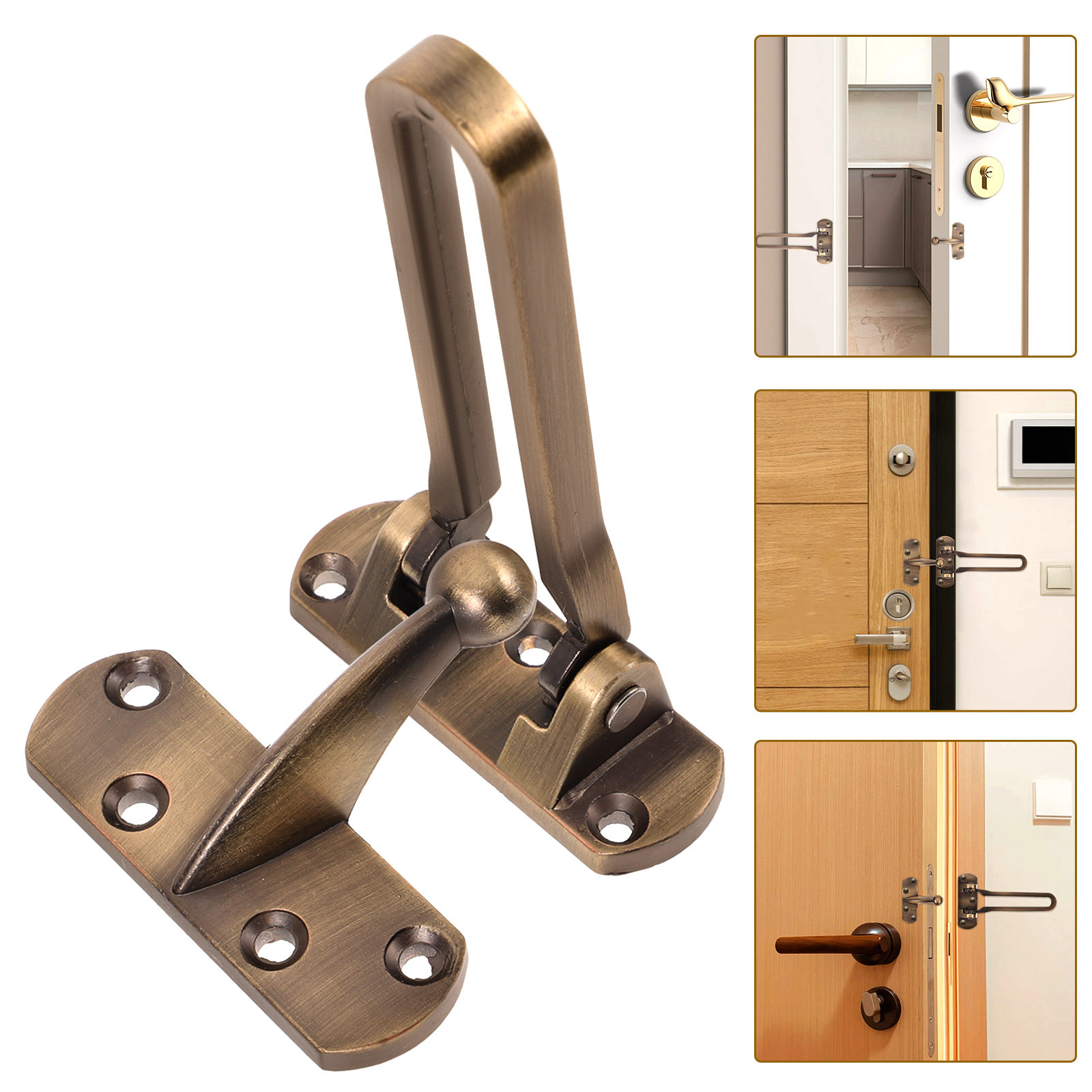 Home Security Door Reinforcement Lock - ตัวล็อคประตูหน้าเสริมความแข็งแรง ป้องกันสนิม สำหรับบ้าน โรงแรม ภายในบ้าน ป้องกันความปลอดภัย