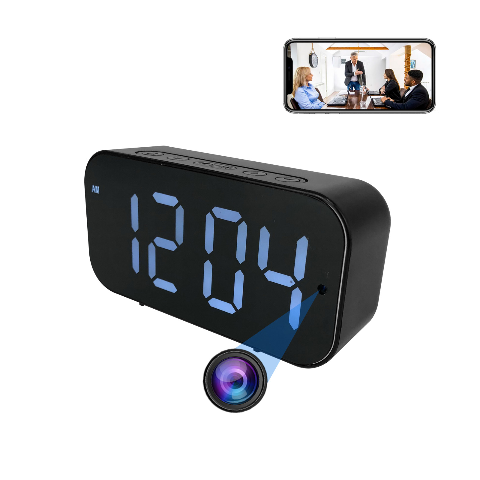 Hidden Camera Clock - กล้องนาฬิกา Wi-Fi พร้อม 1080P HD, การตรวจจับความเคลื่อนไหวและการดูระยะไกล,