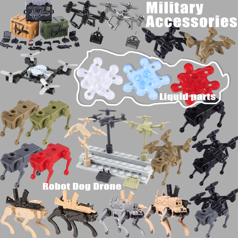 Home Security Robot Dog - อุปกรณ์เสริมทางทหารสงครามโลกครั้งที่ 2 โดรนหุ่นยนต์สุนัข บล็อกตัวต่อ ชิ้นส่วนของเหลว ฟิกเกอร์ทหาร