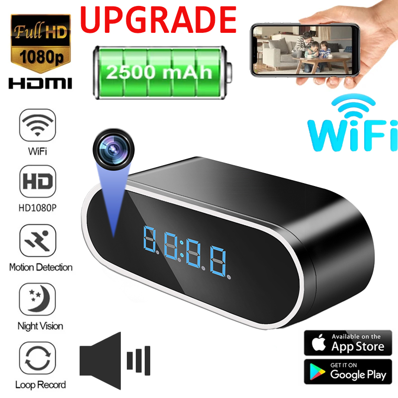 Hidden Camera Clock - อัพเกรด 2500mAh 1080P มินิกล้อง HD WIFI