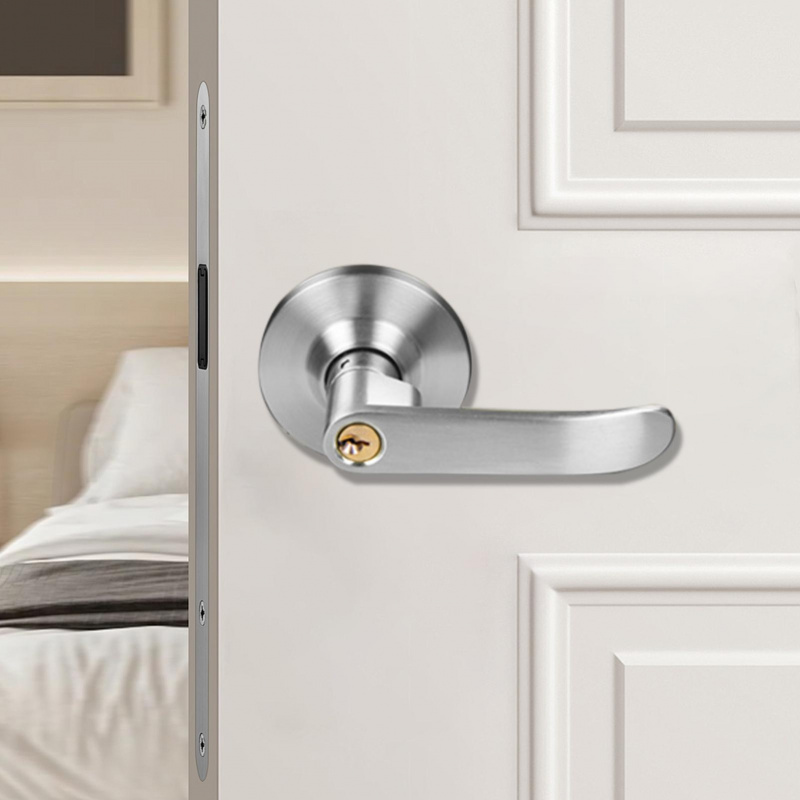 Home Security Officer - มือจับประตูสแตนเลสทนทานพร้อมกุญแจ 3 ดอก ลูกบิดนิรภัยสำหรับเปลี่ยน ใช้ได้ทั้งภายในบ้าน สำนักงาน