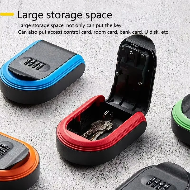 Home Security Key Box - กล่องล็อคกุญแจแบบติดผนัง, รหัสผ่าน 4 หลัก, ล็อคเพื่อความปลอดภัย, ไม่มีกุญแจสำหรับโฮมออฟฟิศ,