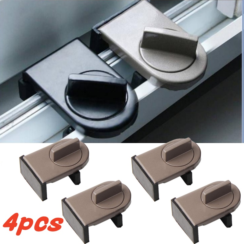 Home Security Door Reinforcement Lock - 4 ชุดเลื่อน SASH Stopper ตู้ล็อคสายรัดประตู Anti-Theft