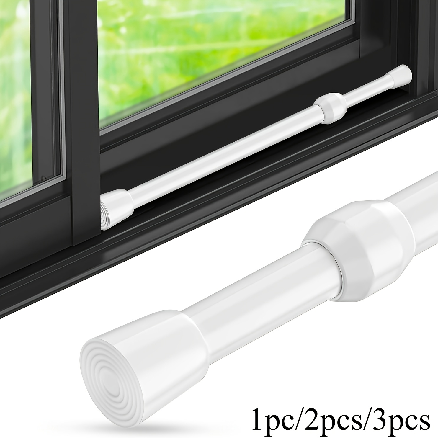 Home Security Door Reinforcement Lock - บาร์นิรภัยแบบปรับได้ ทำจากโลหะขัดเงา สำหรับหน้าต่างและประตูกระจก พร้อมตัวล็อคแบบเลื่อนที่ปลอดภัย พร้อมปลายยาง