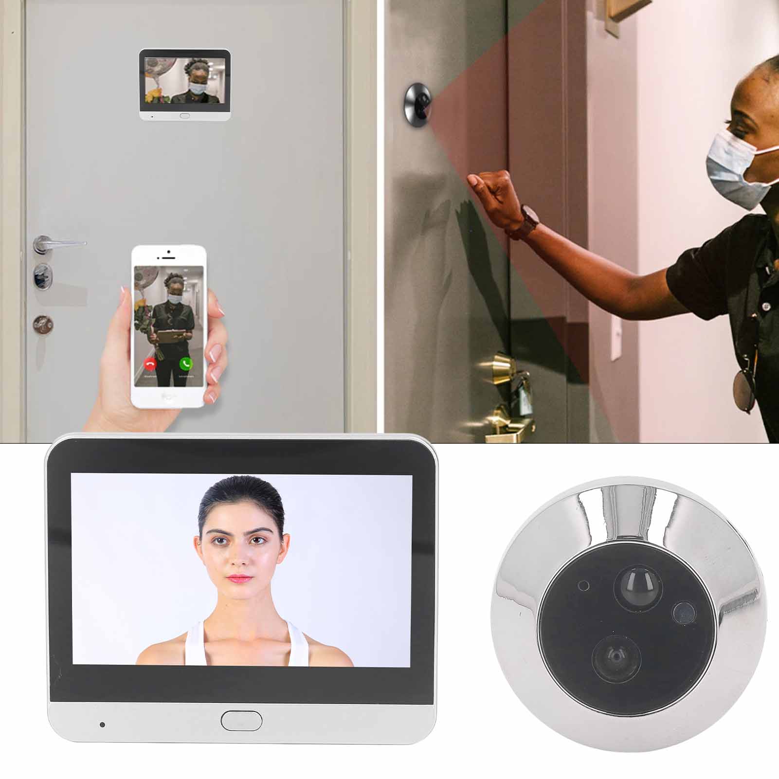 Peephole Camera Viewer - กล้องมองประตูดิจิตอล มุมกว้าง 120 องศา ความละเอียด 1080P