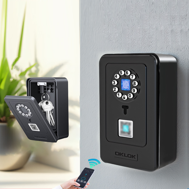 Home Security Key Box - กล่องเก็บรหัสผ่านแบบแขวนอัจฉริยะ พร้อมระบบล็อคดิจิตอล สำหรับเก็บกุญแจ นิรภัยสำหรับบ้าน ระบบสแกนลายนิ้วมือ
