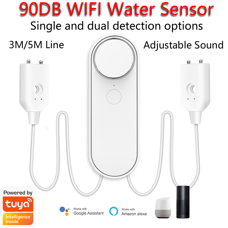 Home Security Safe - 3 M/5 M WiFi เครื่องตรวจจับน้ํารั่ว 90DB