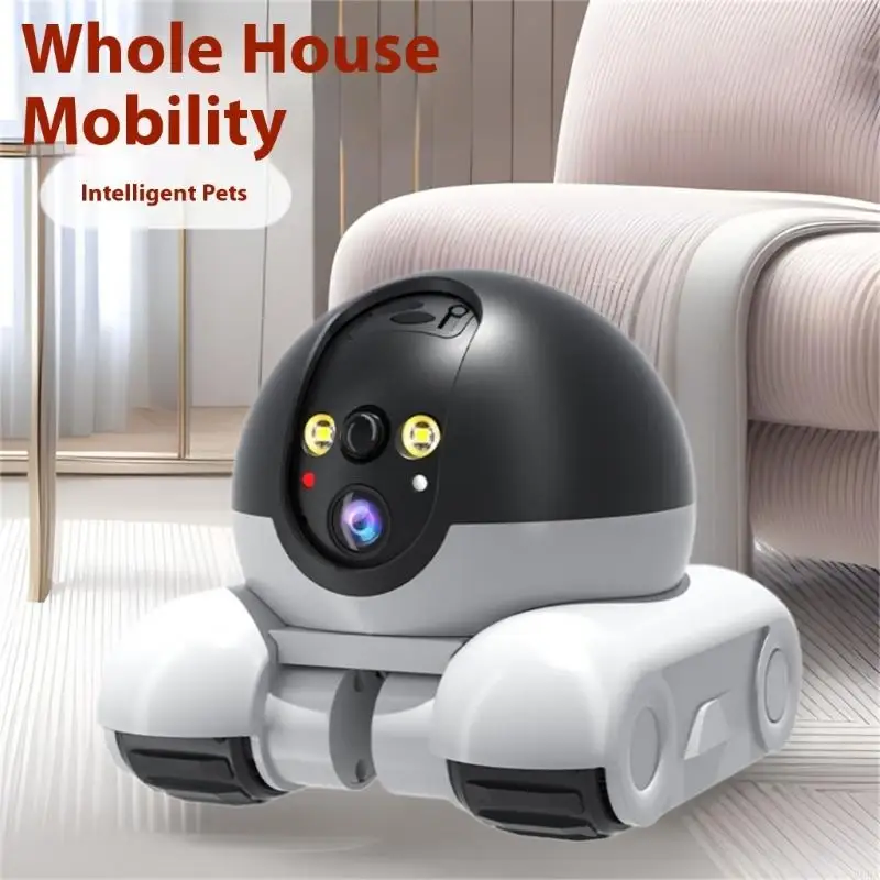 Home Security Robot Dog - กล้องสัตว์เลี้ยงหมุน 360 องศาพร้อมฟังก์ชั่นการพูดคุยสองทางและกล้องหุ่นยนต์ตรวจจับกลางคืนเพื่อความปลอดภัยในบ้าน