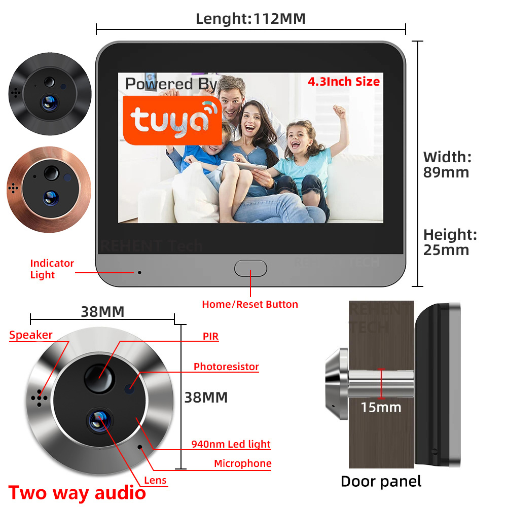 Peephole Camera Viewer - กล้องวงจรปิดอัจฉริยะแบบสองทางสื่อสาร ความละเอียด 3MP รองรับแอป Tuya SmartLife