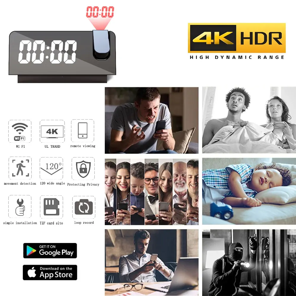 กล้องนาฬิกาปลุกฉายภาพ 4K HD, ก - Hidden Camera Clock บทวิจารณ์และราคา