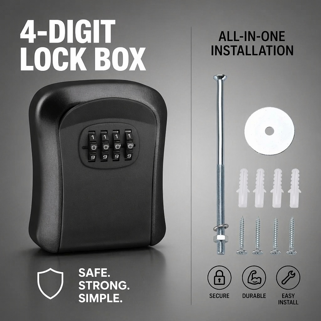 กล่องเก็บกุญแจกันน้ำแบบติดผนัง - Home Security Key Box บทวิจารณ์และราคา